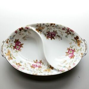 Sango Oval Floral Divided Dish Fine China Carlton